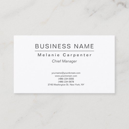 Premium Seide Weiß Minimalistisch Moderne Schlicht Visitenkarte (Vorderseite)