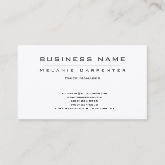 Premium Seide Weiß Minimalistisch Moderne Schlicht Visitenkarte (Vorderseite)