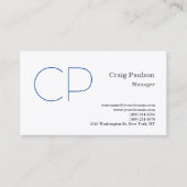 Premium Silk Blau Weiß Minimalistisch Modernes Mon Visitenkarte (Vorderseite)