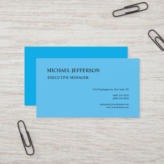 Premium Silk Moderne Elegant einfach blau Visitenkarte (Vorderseite/Rückseite Beispiel)