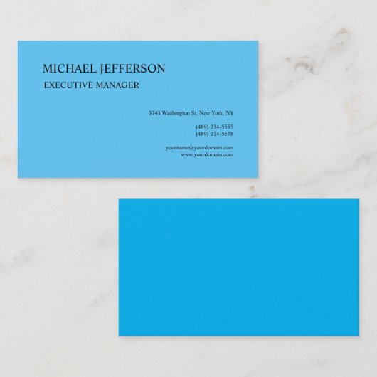 Premium Silk Moderne Elegant einfach blau Visitenkarte (Vorne/Hinten)