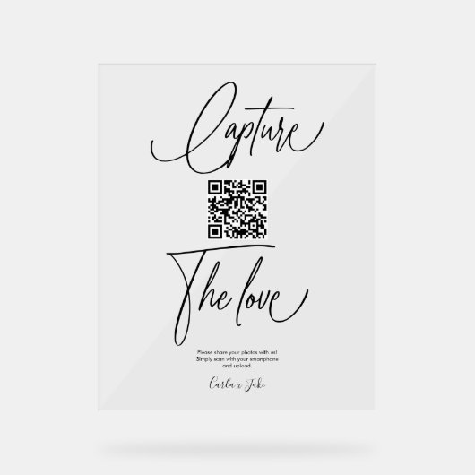 Premium Simple Share Wedding Fotos QR Code Acrylschild (Vorderseite)