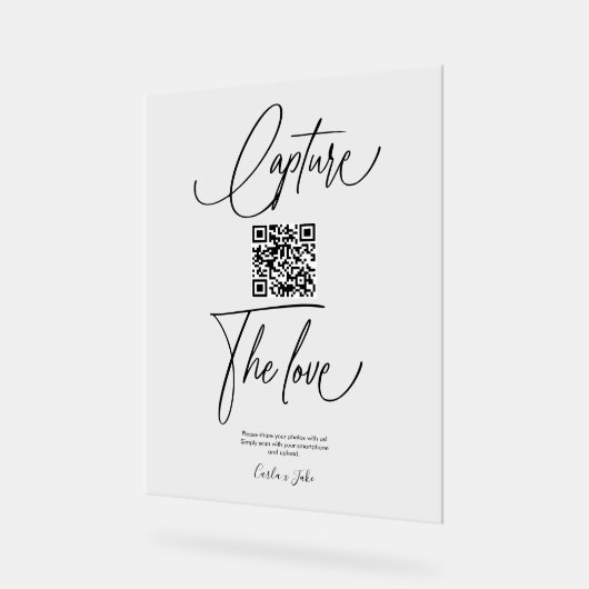 Premium Simple Share Wedding Fotos QR Code Acrylschild (Winkel)