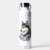 Premium Stainless Water Bottle with Artistic Siber Trinkflasche (Vorne)