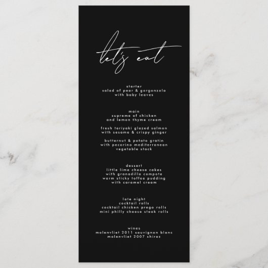 Premium Stilvoll Elegante Schwarz & Weiß Hochzeit Programm (Vorderseite)