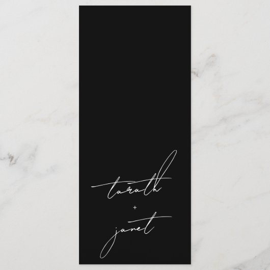 Premium Stilvoll Elegante Schwarz & Weiß Hochzeit Programm (Rückseite)