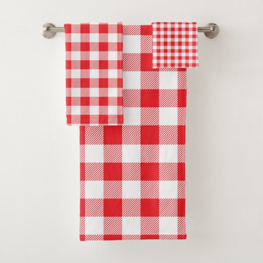 Premium stilvoll rot-weiß kariert badhandtuch set (Insitu)