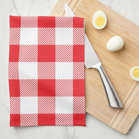 Premium Stylish Red and White Checkered Geschirrtuch (Viertel Falte)