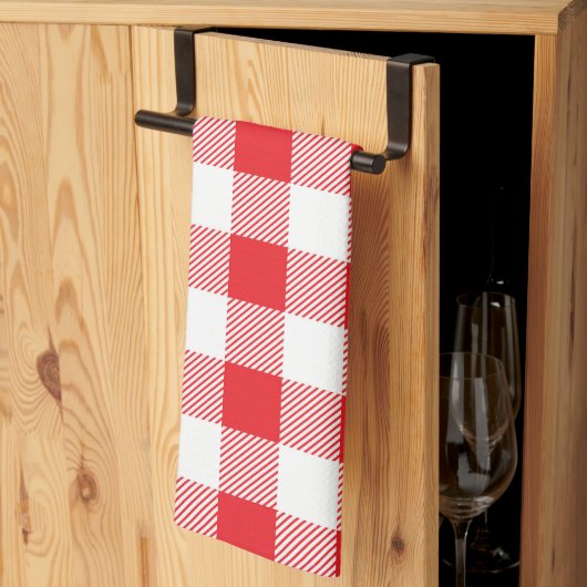 Premium Stylish Red and White Checkered Geschirrtuch (Drittel gefaltet)