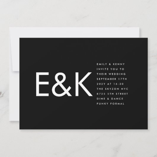 Premium Ultra Bold Big Monogram Minimalistisch Wed Einladung (Vorderseite)