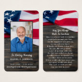 Premium USA Flag Memorial Funerary Prayer Card (Vorne & Hinten)