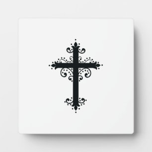 Premium Verzierte Geschnitzte Kreuz Kunst Fotoplatte