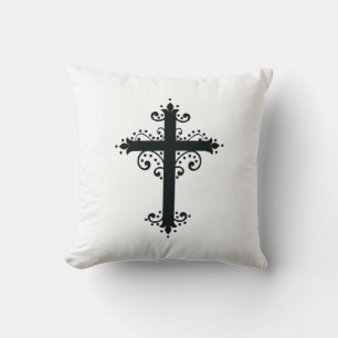 Premium verziertes geschnitztes Kreuz Kunst Kissen