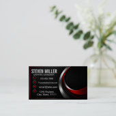 Premium Visitenkarte in Schwarz, Rot und Silber mo (Stehend Vorderseite)