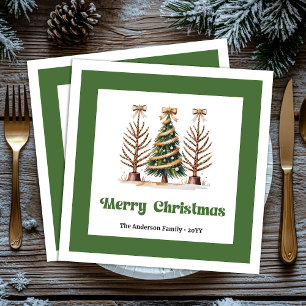 Premium-Weihnachtsbaum-Leoparden-Druck-Tischservie Serviette