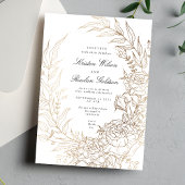 Premium White and Gold Floral Wreath Wedding Einladung
