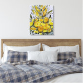 Premium Wrapped Canvas (Gloss) Gelbe Rosas Leinwanddruck (Insitu (Schlafzimmer))
