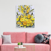 Premium Wrapped Canvas (Gloss) Gelbe Rosas Leinwanddruck (Insitu (Wohnzimmer))