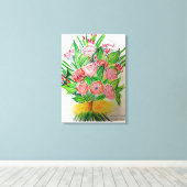Premium Wrapped Canvas (Gloss) Gerberas Leinwanddruck (Insitu (Holzboden))