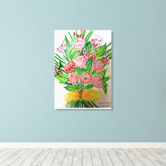 Premium Wrapped Canvas (Gloss) Gerberas Leinwanddruck (Insitu (Holzboden))