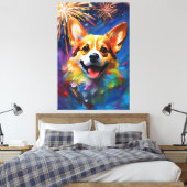 Premium-Wrapped Canvas mit Joyful & Playful Corgi Leinwanddruck (Insitu (Schlafzimmer))
