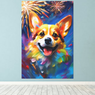 Premium-Wrapped Canvas mit Joyful & Playful Corgi Leinwanddruck