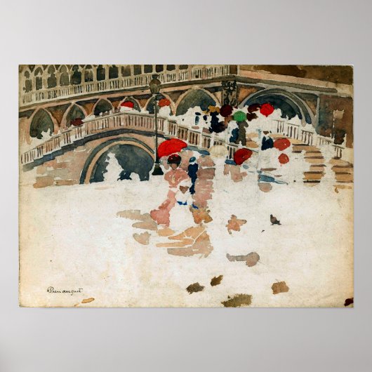Prendergast - Regenschirme in Venedig Poster (Vorne)