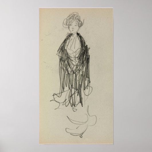 Prendergast - Stehende Frau mit Schaeule Poster (Vorne)