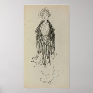 Prendergast - Stehende Frau mit Schal Poster