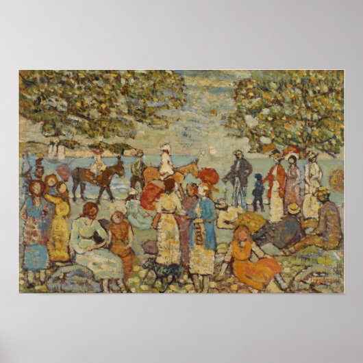 Prendergast - Strandlandschaft mit Eseln (oder Mau Poster (Vorne)