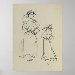 Prendergast - Zwei stehende Frauen mit Säuglingen Poster