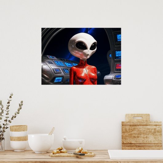Preparing For Flight AI Alien Art  Poster (Küche)
