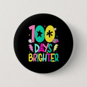 Preppy 100 Days Brighter Happy 100th Day Of School Button (Vorderseite)