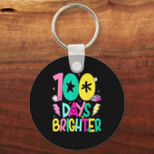 Preppy 100 Days Brighter Happy 100th Day Of School Schlüsselanhänger (Vorderseite)