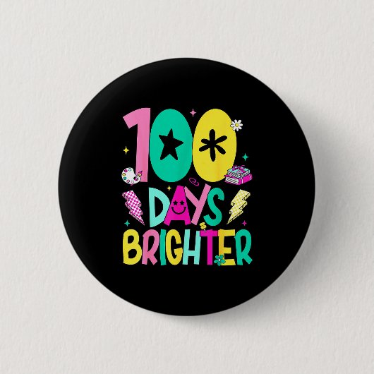 Preppy 100 Tage Heller Glücklicher 100. Schultag Button (Vorderseite)
