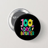 Preppy 100 Tage Heller Glücklicher 100. Schultag Button (Vorne & Hinten)