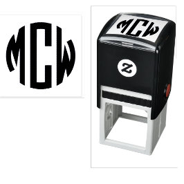 Preppy 3 Initial Circle Monogram Gerahmt 2X Permastempel