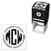 Preppy 3 Initial Circle Monogram Gerahmt Address Permastempel (Beispiel)