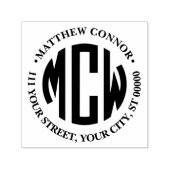 Preppy 3 Initial Circle Monogram Gerahmt Address Permastempel (Design)