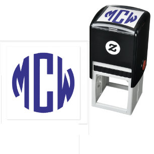 Preppy 3 Initial Circle Monogram Permastempel