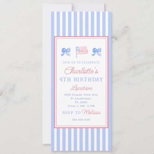 Preppy 4. Juli Party Einladung (Vorderseite)