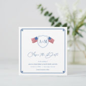 Preppy All-American Red White Blue Wedding Save The Date (Stehend Vorderseite)