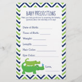 Preppy Alligator Baby Shower Predictions Card (Vorderseite)