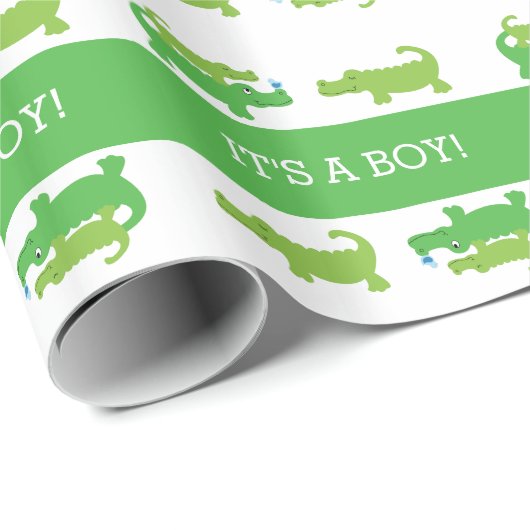 Preppy Alligator Crocodile Boy Wrapping Paper Geschenkpapier (Rolleneckpunkt)