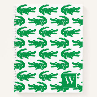 Preppy Alligator - Green & White Monogram Notizblock