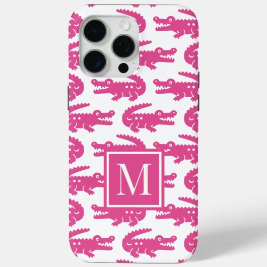 Preppy Alligator – Hot Pink & White Case-Mate iPhone Hülle (Rückseite)