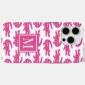 Preppy Alligator – Hot Pink & White Case-Mate iPhone Hülle (Rückseite (Horizontal))