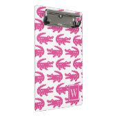Preppy Alligator - Hot Pink & White Monogram Mini Klemmbrett (Schrägansicht)