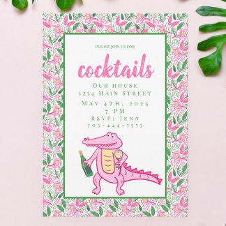 Preppy Alligator Weincocktails Einladung