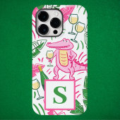 Preppy Alligator Wine Pink Green Monogram Case-Mate iPhone Hülle